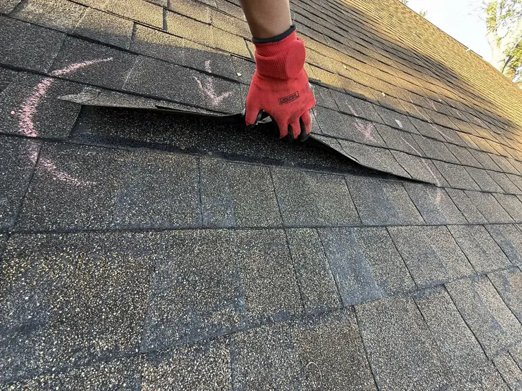 Wind-detached shingle strip
