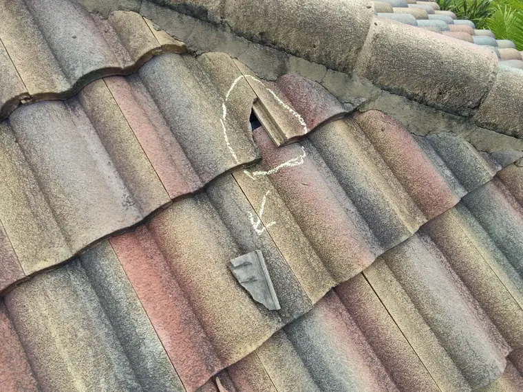 Cracked concrete barrel tile